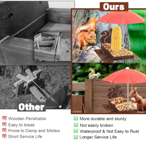 Squirrel & Chipmunk Miniature Metal Picnic Table w/Corn Cob Holder & Umbrella - Picture 4 of 11